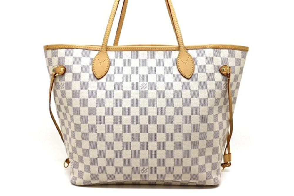 LOUIS VUITTON Bag Tote Neverfull Damier Azur White